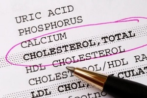 cholesterol test marked with pink pen