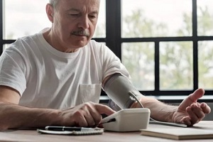 old man measuring blood pressure