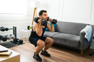 man doing weight training