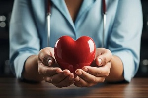 doctor holding heart shape object