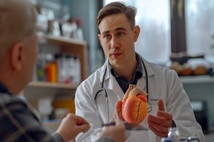 Raleigh primary care doctor explains anatomy with model heart