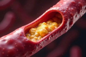 3d representation of high cholestrol deposited in blood vessel