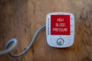 medical device show high blood pressure on monitor