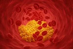 depicting plaque accumulation inside a human blood vessel