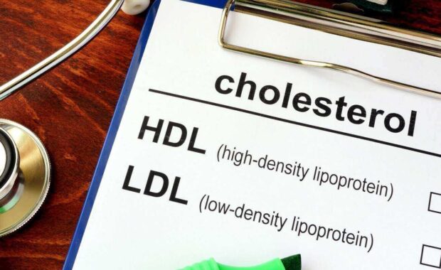 medical form with words cholesterol HDL LDL