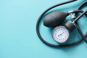 top view of blood pressure machine on table
